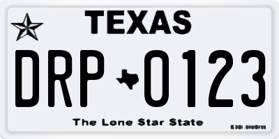 TX license plate DRP0123