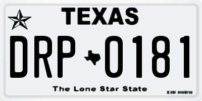 TX license plate DRP0181