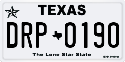 TX license plate DRP0190