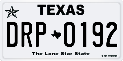 TX license plate DRP0192