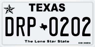 TX license plate DRP0202