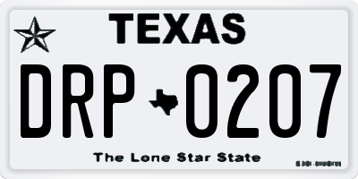 TX license plate DRP0207
