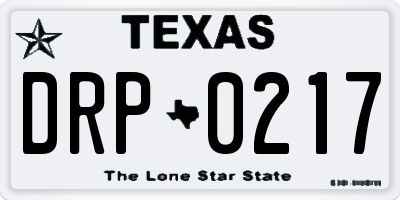 TX license plate DRP0217