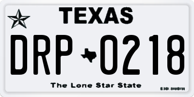 TX license plate DRP0218