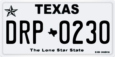 TX license plate DRP0230