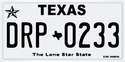 TX license plate DRP0233