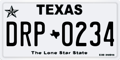 TX license plate DRP0234