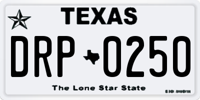 TX license plate DRP0250