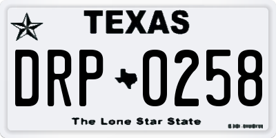 TX license plate DRP0258