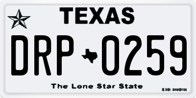 TX license plate DRP0259