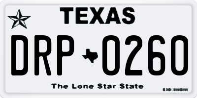 TX license plate DRP0260