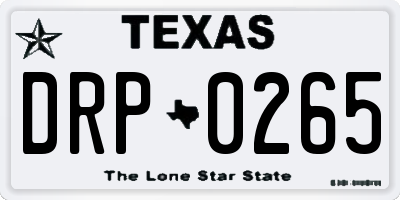 TX license plate DRP0265