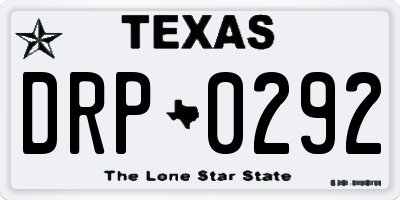 TX license plate DRP0292