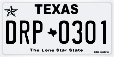 TX license plate DRP0301