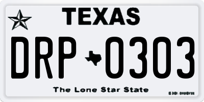 TX license plate DRP0303