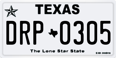 TX license plate DRP0305