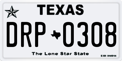 TX license plate DRP0308