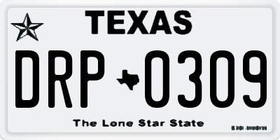 TX license plate DRP0309