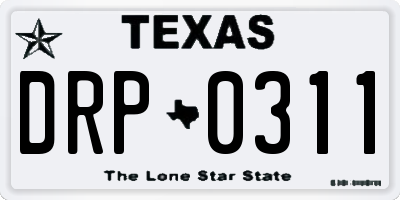 TX license plate DRP0311