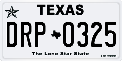 TX license plate DRP0325