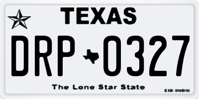 TX license plate DRP0327