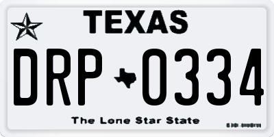 TX license plate DRP0334
