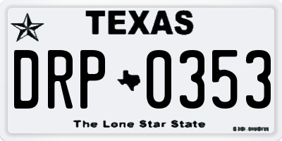TX license plate DRP0353