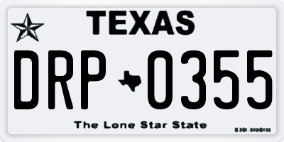 TX license plate DRP0355