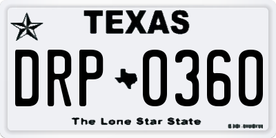 TX license plate DRP0360
