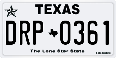TX license plate DRP0361