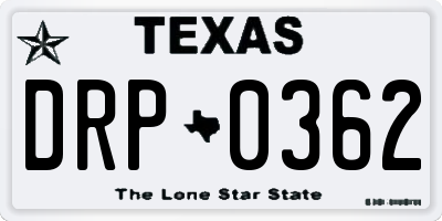 TX license plate DRP0362