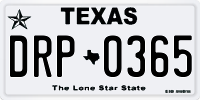 TX license plate DRP0365