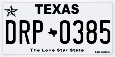 TX license plate DRP0385