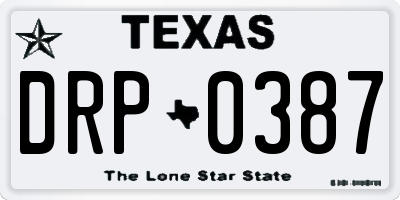 TX license plate DRP0387
