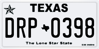 TX license plate DRP0398
