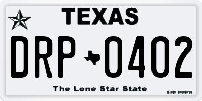 TX license plate DRP0402
