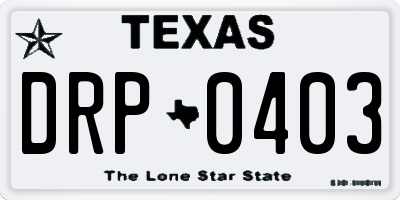 TX license plate DRP0403