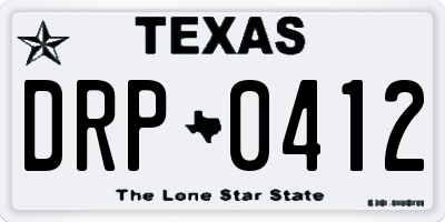 TX license plate DRP0412