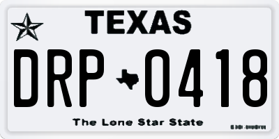 TX license plate DRP0418