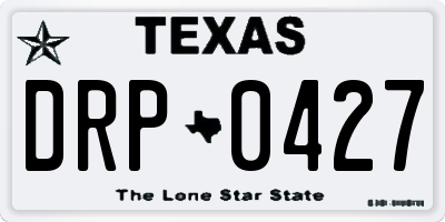 TX license plate DRP0427