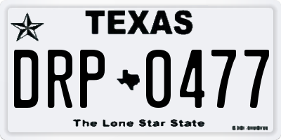 TX license plate DRP0477