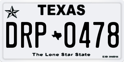 TX license plate DRP0478
