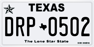 TX license plate DRP0502