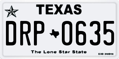 TX license plate DRP0635