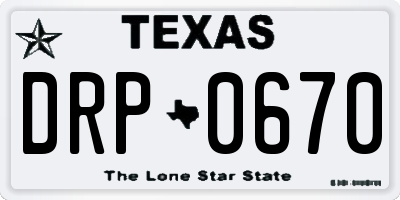 TX license plate DRP0670
