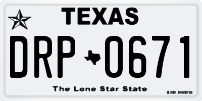 TX license plate DRP0671