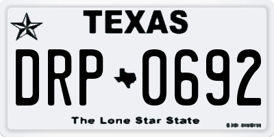 TX license plate DRP0692