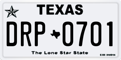 TX license plate DRP0701