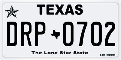 TX license plate DRP0702
