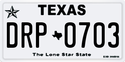TX license plate DRP0703